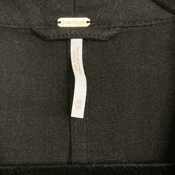 Free People Linen Blend Blazer Black XSmall XS Single Button Casual Lightweight - Picture 6 of 9
